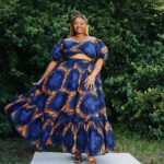 Navy Blue Tribal Print 2 Piece Skirt and Top