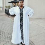 White African Trimmed Kaftan