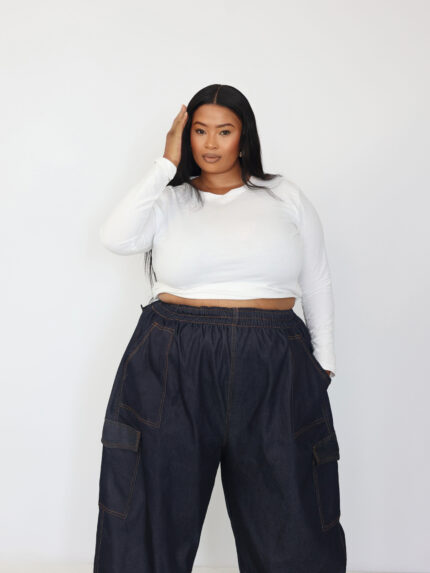 White Long Sleeved Stretch Top