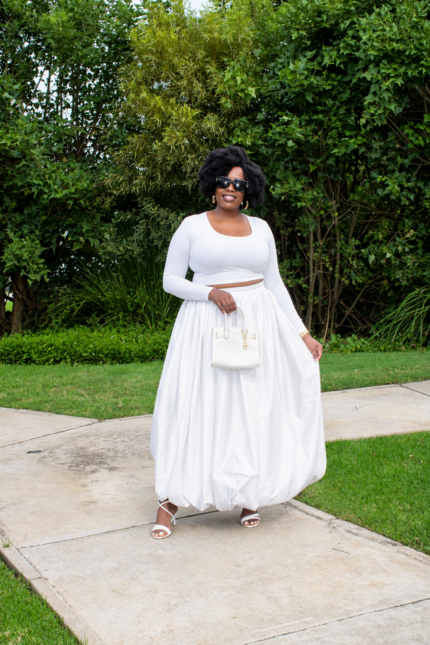 White Balloon Maxi Skirt