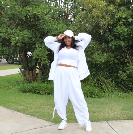 White Drawstring Tracksuit 2 Piece Set