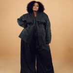 Black Stripped Maxi Pants Suit