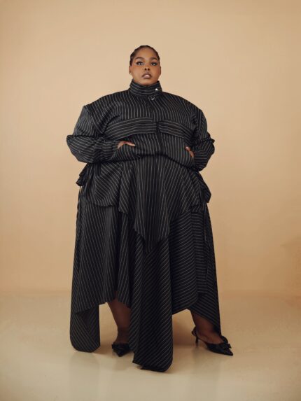 Black Stripped Maxi Skirt and Jacket