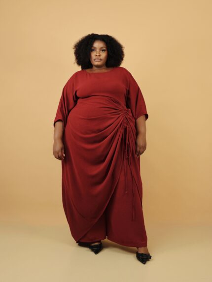 Burgundy Pants and Kaftan Set