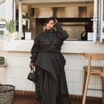 Black Stripped Maxi Skirt Set