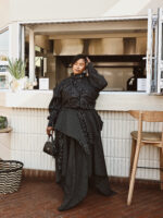 Black Stripped Maxi Skirt Set