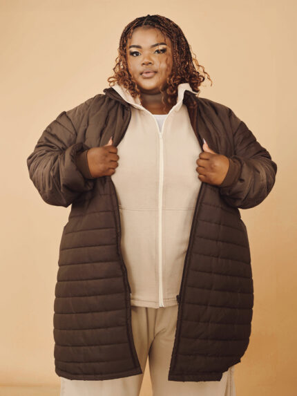 Brown Long Bomber Jacket