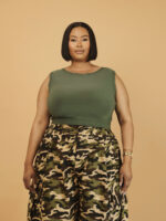 Olive Green Sleeveless Round Neck Top