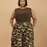 Brown Sleeveless Round Neck Top