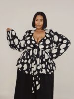 Polka Dot Peplum Blouse - Image 2